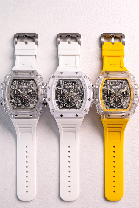Men's Quartz Watch with Transparent Case, Waterproof Design, ChronoClear, Luminous Hands & Silicone Strap