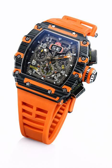 R203 Men’s Sport Luxury Watch – Striped Barrel Design, Silicone Band, Luminous Hands