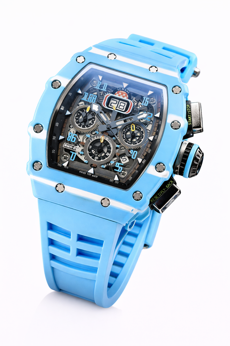 R203 Men’s Sport Luxury Watch – Striped Barrel Design, Silicone Band, Luminous Hands
