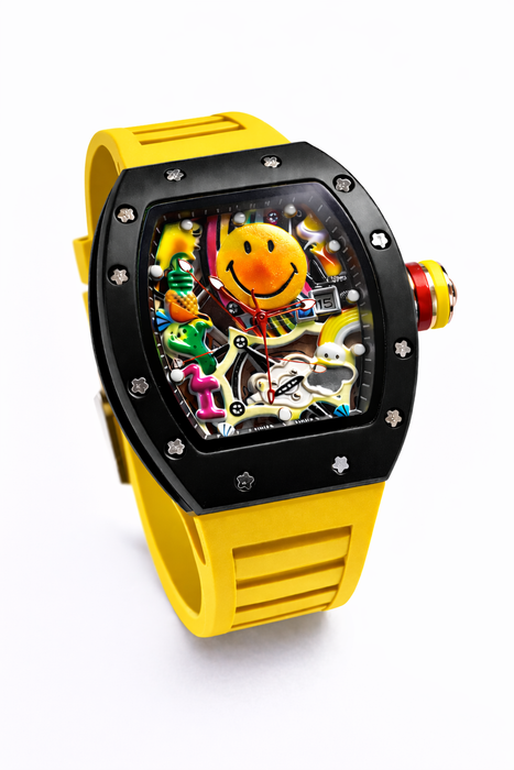 Smiley Face Barrel-Shaped Quartz Watch
